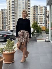 Piliseli Zebra-Leopar Desenli İki Kat Şortlu Etek