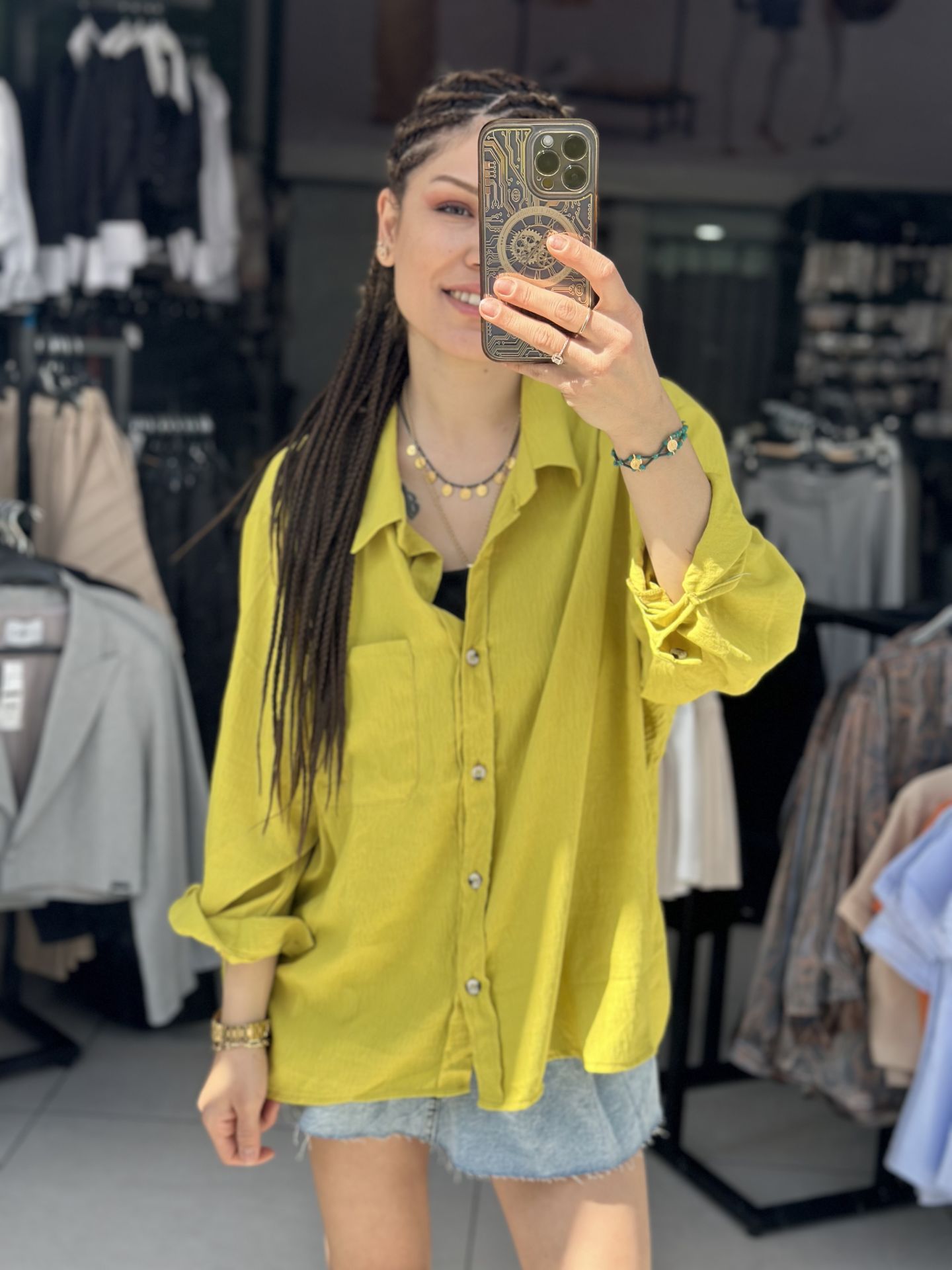 Tek Cep Ayrobin Oversize Gömlek