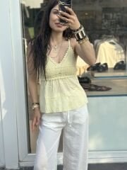 Üst Örgü Ip Askili Bluz