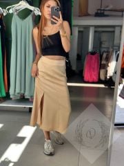 Yırtmaçlı Saten Etek