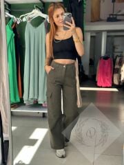 Kargo Cep Palazzo Kot Pantolon