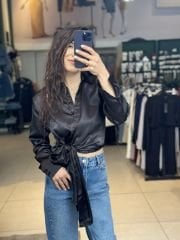 Yan Baglamali Saten Gömlek