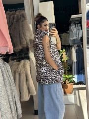 Leopar Desenli Sisme Yelek