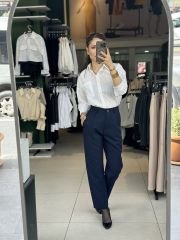 Lacivert Havuç Paça Pantolon