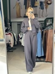 Oversize Yarasa Kol Antrasit Eşofman Takımı