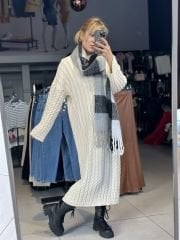 Balıksırtı Örgü Oversize Uzun Elbise