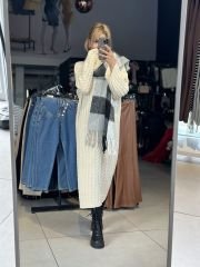 Balıksırtı Örgü Oversize Uzun Elbise