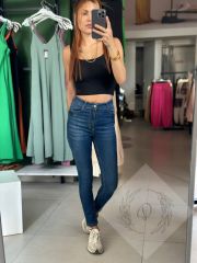 Koyu Renk Full Likralı Dar Paça Kot Pantolon