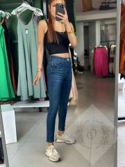 Koyu Renk Full Likralı Dar Paça Kot Pantolon