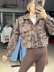 Leopar Desen Kaşe Ceket
