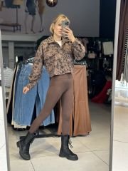 Leopar Desen Kaşe Ceket
