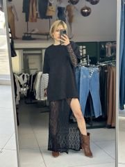 Uzun Tül Elbise Üstüne Oversize Tshırt-Elbise