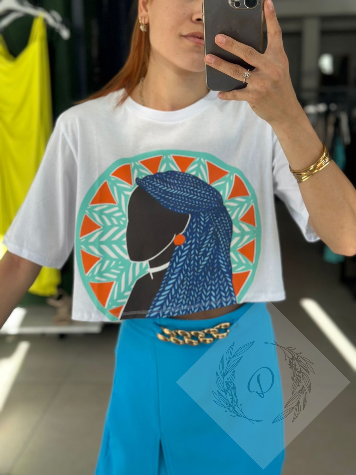 Kadın Baskılı Crop Tshırt