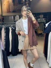 Çift Renk Vintage Blazer Ceket