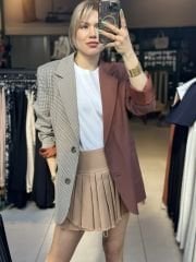 Çift Renk Vintage Blazer Ceket