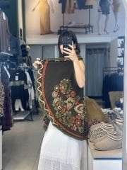 Ithal Yün Yelek Yesil Desen