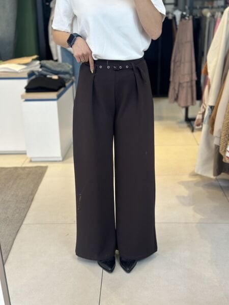 Kemerli Palazzo  Kumaş Pantolon