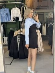 Üst Çizgili Gömlek Parçali Elbise