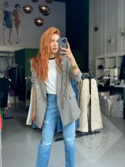 Kaz Ayağı Desen Astarlı Blazer Ceket
