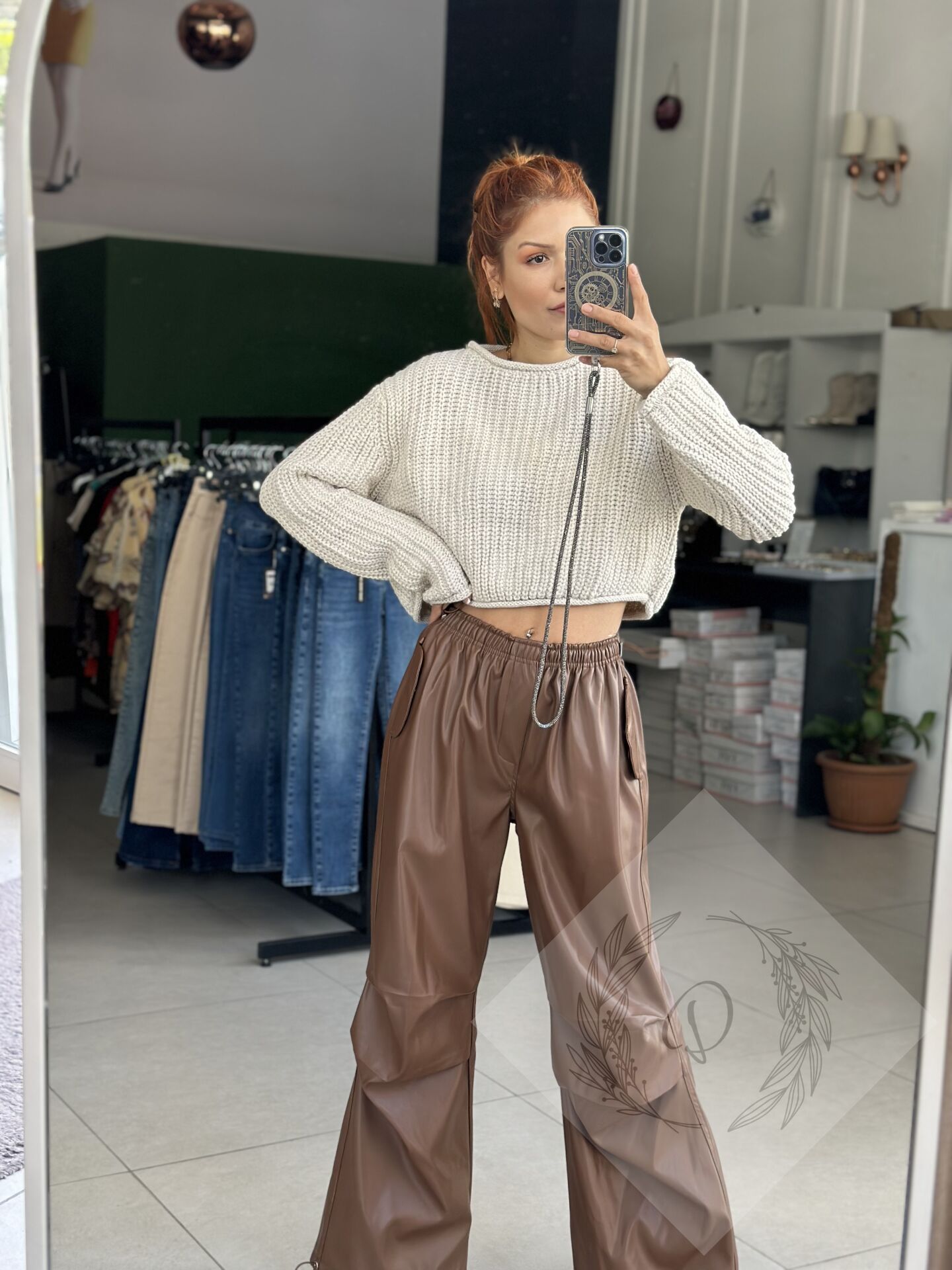 Selanik Örgü Crop Kazak