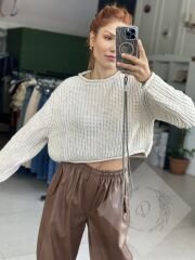 Selanik Örgü Crop Kazak