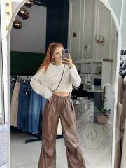 Selanik Örgü Crop Kazak