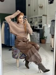 Selanik Örgü Crop Kazak