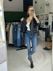Bomber Yıkanmış Deri Mont