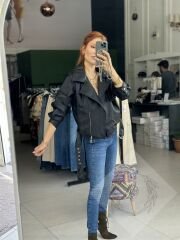 Bomber Yıkanmış Deri Mont