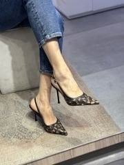 Leopar Çiçek Desen Topuklu