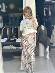 Desenli Maxi Saten Etek