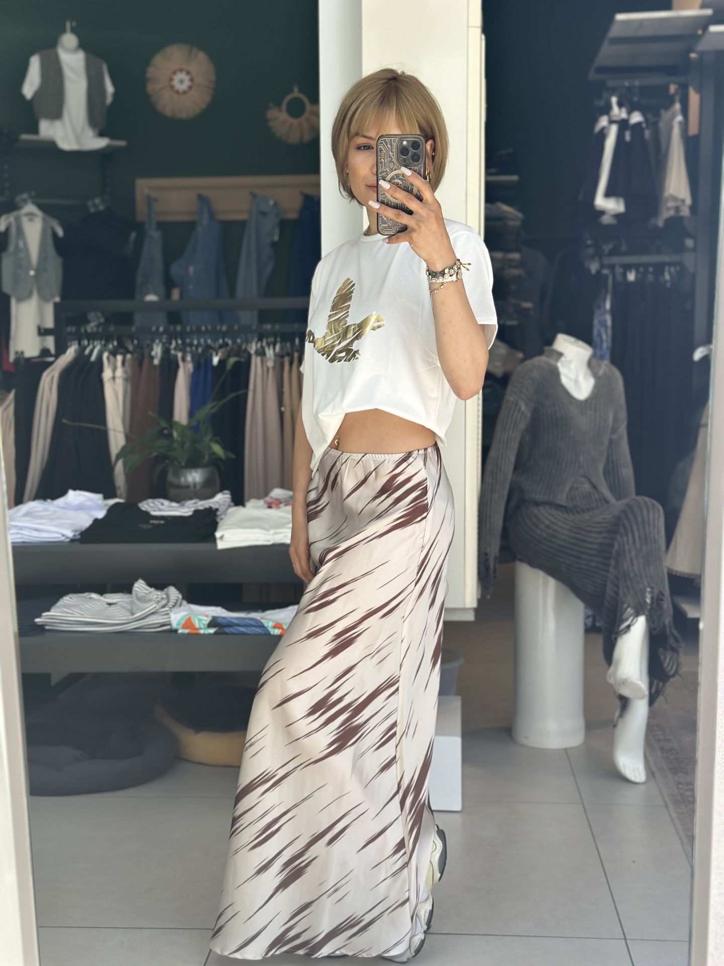 Desenli Maxi Saten Etek
