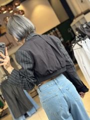 Çizgili Garnili Premium Crop Blazer Ceket
