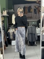 Maxi Boy Desenli Saten Etek