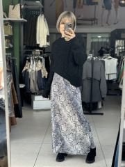 Maxi Boy Desenli Saten Etek