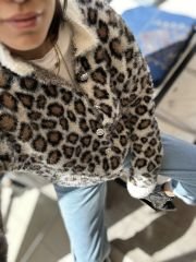 Leopar Desen Sakalli Ceket