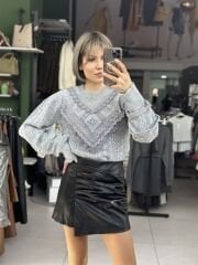 Dantel Detay İnce Yumoş Triko Kazak