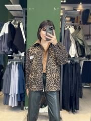 Leopar Desen Denim Ceket