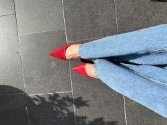 Yan Bant Geçisli Kisa Topuk Stiletto