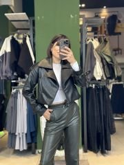 Crop Model Deri Ceket