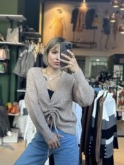 Önü Büzgülü Oversize Kazak