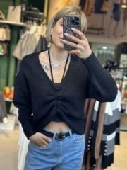 Önü Büzgülü Oversize Kazak