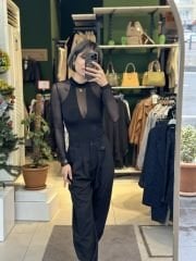 Transparan Sırt Tül Bodysuit