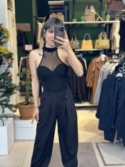 Öpücük Yaka Önü Transparan Bodysuit