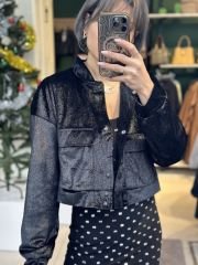 Işıltılı Kadife Bomber Ceket