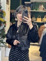 Işıltılı Kadife Bomber Ceket