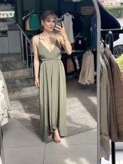 Deri Kordonlu Haki Elbise