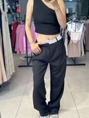 Bel Çizgili Ters Kemer Kumas Pantolon