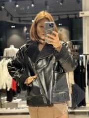 İçi Kürk Zara Model Deri Mont
