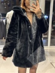 Ara Boy Kapüşonlu Peluş Mont